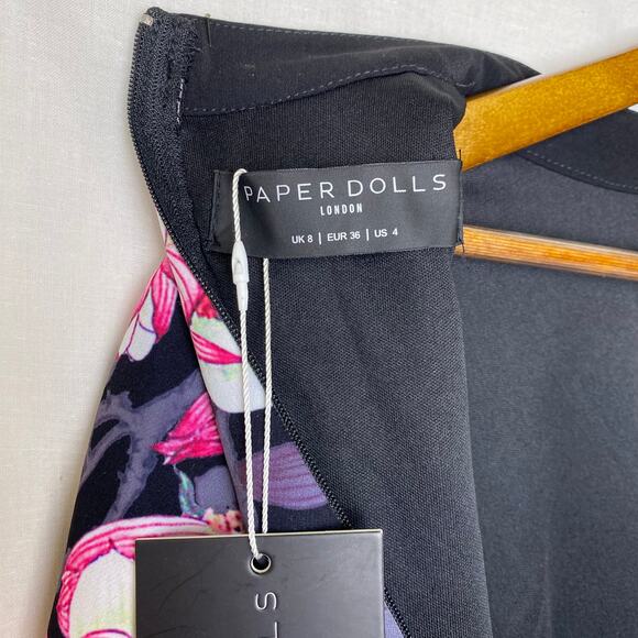 Paper Dolls London Floral Bodycon Dress w/ Bell Sleeves – NWT – Size US 4 / UK - Picture 3 of 7